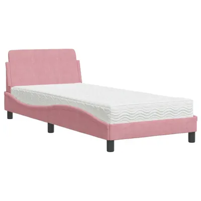 Produktbild von Bett mit Matratze "Dover" Rosa 90x200 cm Samt
