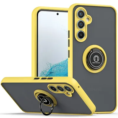 Immagine prodotto di Custodia per Samsung Galaxy A34 5G opaca traslucida in TPU con supporto ad anello e supporto Giallo