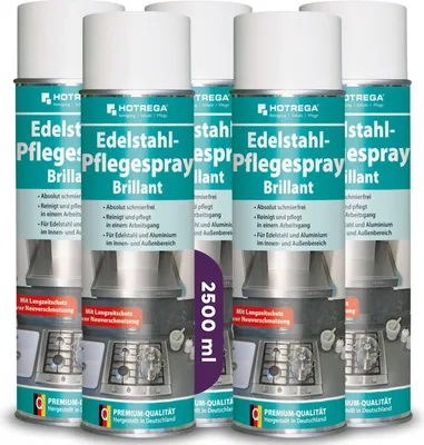 Produktbild von HOTREGA Edelstahl Pflegespray Brillant 500 ml - Edelstahlreiniger, Edelstahlpflege, Edelstahl Pflege Reiniger