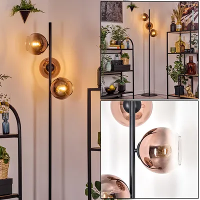 Produktbild von Cesaro Stehlampe aus Metall/Glas in Schwarz/Kupferfarben/Klar
