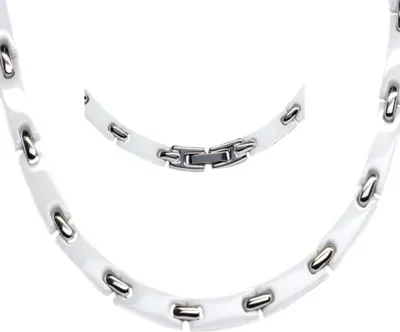 Produktbild von Damen Collier aus weißer Keramik und Edelstahl 42 cm