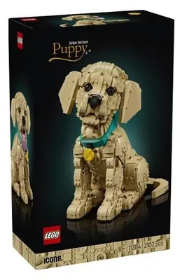 Produktbild von LEGO Icons Golden Retriever Welpe 11384, Modellbausatz für Erwachsene, Kleiner Hund Modell