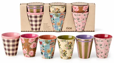 Produktbild von RICE Melaminbecher Bon Vivant 6er Set 250 ml BPA-frei spülmaschinenfest bunt