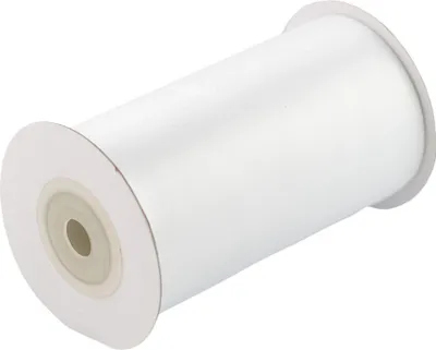 100mm breites, 10m langes, einseitig glänzendes weißes Satinband auf Rolle. Perfekt für Bastelprojekte und Geschenkverpackungen