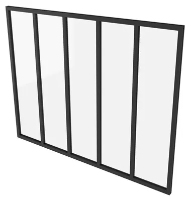 Produktbild von Duschspa Loftstil Innenfenster Ecklösung 153x108cm Glasfenster Industriestil Zimmerfenster Glas Trennwand Schwarz