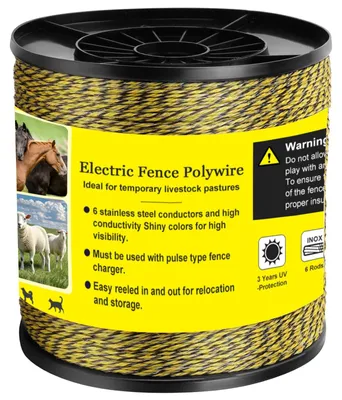 Elektrozaunseil 1067 m, Edelstahl, 2 mm Ø, für Rinder, Pferde, Schafe