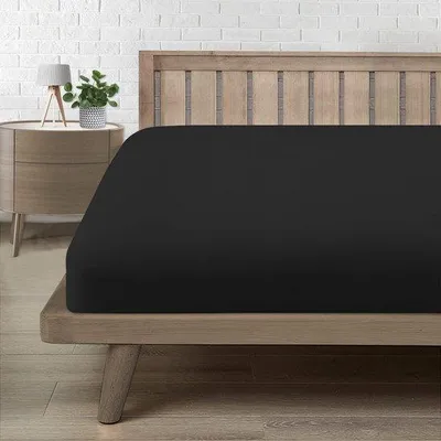 Produktbild von Unyqoos® Spannbettlaken 180 x 200 cm Schwarz – elastisches, doppellagiges 100% Mikrofaser-Hoeslaken, samtweich & atmungsaktiv, Hotelqualität