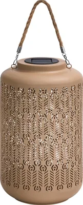 Produktbild von Dehner Solar Laterne Chiara, Outdoor Laterne, Gartenlaterne warmweißes Licht, ca. Ø 20 cm, Höhe 35 cm, Metall / Kunststoff, beige