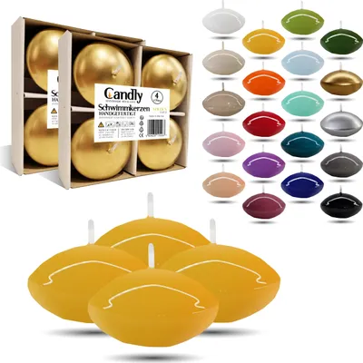 Obrázok produktu pre CANDLY HANDMADE© 4x veľké plávajúce sviečky Premium Ø 70 mm | Valentín, Veľká noc, Vianoce, dekorácie, sviečky, sviečky pre dámy (žltá)