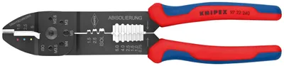 Produktbild von Knipex Crimpzange Länge 240mm schwarz lackiert für isoli.Kabelschuhe und Steckverb. 0,75-6 - 97 22 240