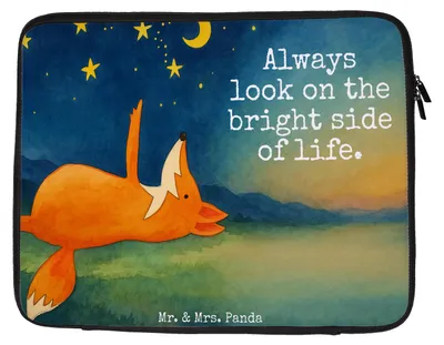 Produktbild von Mr. & Mrs. Panda Hülle Laptop Fuchs Sterne Design 27 x 36 cm - Weiß - Geschenk, Füchse, Mond, Notebooktasche, Tasche, Always Look On The Bright Side Of Life, Optimistisch
