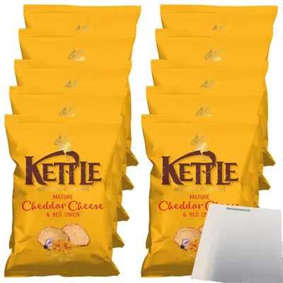 Produktbild von Kettle Chips mit Cheddar-Käse und Zwiebel (10x130g Packung) + usy Block
