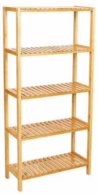 Zdjęcie produktu dla BEGRYF Regał bambusowy stojak łazienkowy 34x33x140 naturalny 5 półek do ręczników, kosmetyków, roślin, organizer do łazienki, kuchni lub salonu