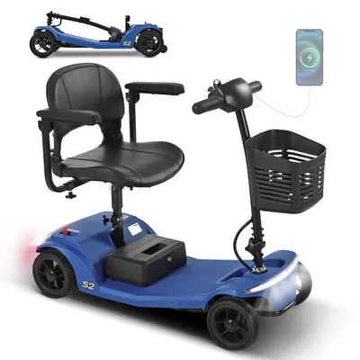 Produktbild von Elektromobil - Seniorenmobil - Tragkraft 136 kg - herausnehmbarer Akku - USB-Ladeanschluss - it m Sitz - Blau