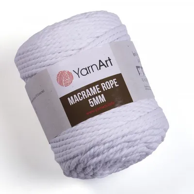 Obrázek produktu pro Yarn Art Macrame Rope 5 mm 85 m 751 White Šňůra