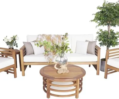 Produktbild von Gartenmöbel Sofa 3 Sitzer Sitzmöbel Terrassenmöbel Holz Couchtisch Komplett