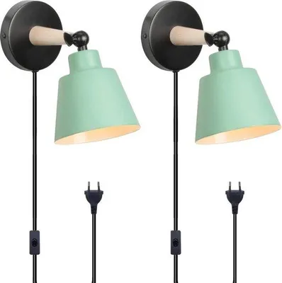 Produktbild von Moderne Metall-Wandlampe, grün, verstellbar, für Schlafzimmer