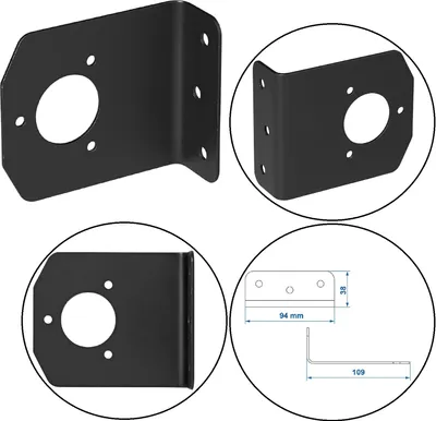 Produktbild von Halterung für Anhängerkupplungsdose 7 und 13 polig Stecker in Schwarz Anhänger Zubehör Gewinkelte Befestigung 9,4x10,9cm