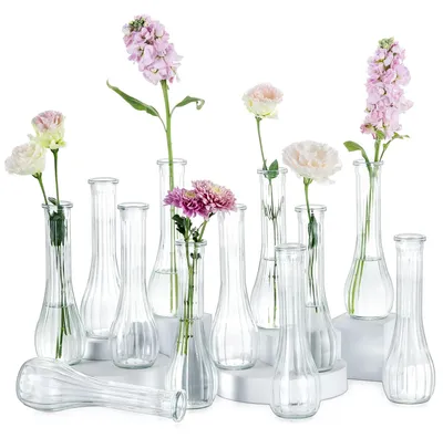 Image de Set de 6 vases en verre transparent pour décoration de mariage