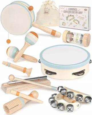 Produktbild von Holz-Instrumenten-Set für Kinder – 8 Teile, Lernspielzeug, Musik