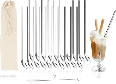 Produktbild von com-four® 20x Trinkhalmlöffel mit Reinigungsbürste - Strohhalmlöffel