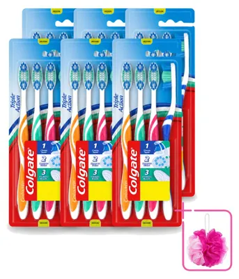 Imagen del producto de 6 cepillos de dientes Colgate Triple Acción, tamaño medio, pack ahorro - 6 unidades