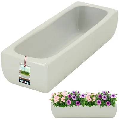 Produktbild von KOTARBAU® Keramik Blumentopf länglich innen Weiß Blumentopf rechteckig 31x10,5x7 cm Sukkulenten Topf für Wohnzimmer Fensterbank Pflanzkübel länglich Piano Kollektion Bonsai Pot