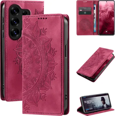 Produktbild von Mandala Handyhülle für Samsung Galaxy S26 Ultra RFID Schutz Klapphülle Case Cover Design Schutzhülle Farbe: Magenta