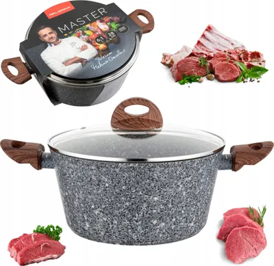Produktbild von Kuketo | Master Aluminium Kochtopf 6,1 L – 28 cm Mit Glasdeckel & Antihaftbeschichtung – Induktion & Gas – Modern & Robust