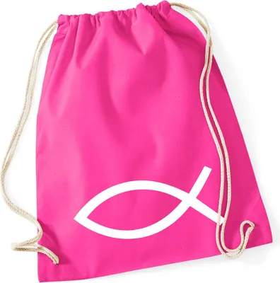 Produktbild von Huuraa Turnbeutel Fische Symbol 12 Liter Fuchsia Baumwolle Rucksack Geschenkidee