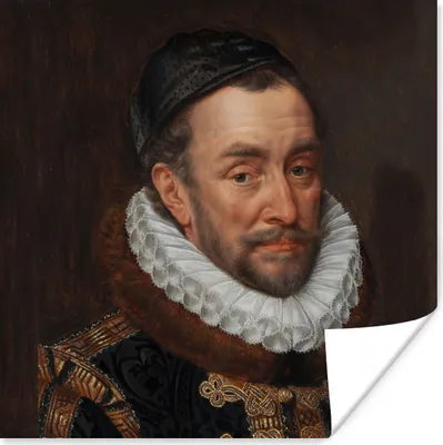 Produktbild von MuchoWow® Poster Wilhelm von Oranien - Gemälde von Adriaen Thomasz. 75x75 cm - Wand Dekoration