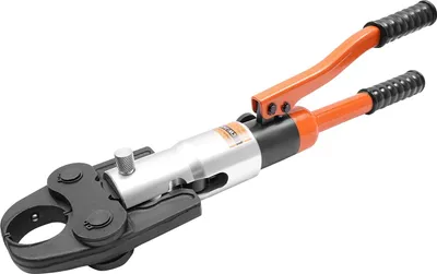 Produktbild von Hydraulische Presszange 10 t - Manuelles Crimpwerkzeug-Set - 5 austauschbare V-Backen V12–V28 - Für Kupferrohre, Strom- und Telekomkabel - Orange