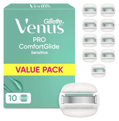 Produktbild von Gillette Venus Pro Comfortglide Sensitive, 10 Original Rasierklingen, Grün