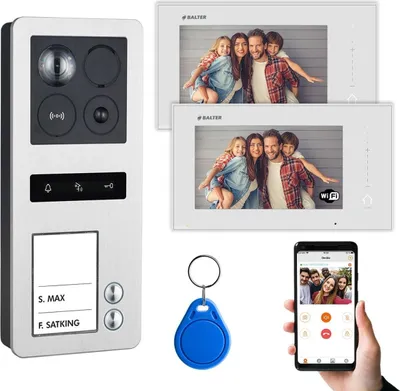 Produktbild von BALTER ERA Silber IP Aufputz 7" WiFi Monitor RFID Full HD Video Türsprechanlage Set 2 Familienhaus