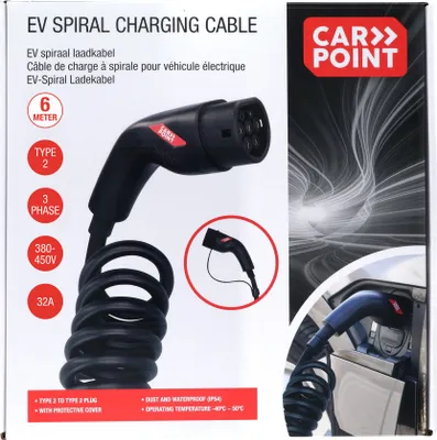 Produktbild von Carpoint Spiral-Ladekabel Elektroauto Typ2>2 32A 3ph 6 Meter