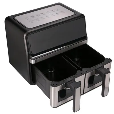 Extralink Home Air Fryer 9 L Schwarz, Heißluftfritteuse, Doppelkammer, 2200 W