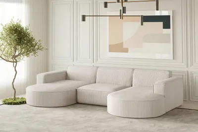 Produktbild von Wohnlandschaft U-Form Sofa PALMA in Stoff Scala Sand