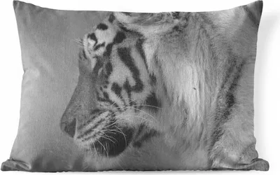 Produktbild von MuchoWow® Outdoor Kissen - Tiger - Tiere - Schwarz - Weiß - 50x30 cm - Wetterfest - Lounge Kissen - Sofa kissen - Wohnzimmer Dekoration