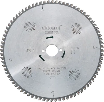 Produktbild von Metabo Kreissägeblatt multi cut - professional 216 x 30 x 2,4/1,8, 60 Zähne, Spanwinkel 5° neg.