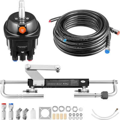 Produktbild von Hydrauliklenkung für Außenborder - Lenkset - Für Einzelmotor bis 70 kW (90 PS) - Steuerpumpe 6,9 MPa - Zweiwege-Sperrzylinder - Hochdruckschläuche 6 m - Einzelsteuerstand
