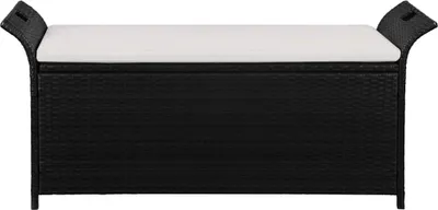 Produktbild von vidaXL Truhenbank mit Polster 138 cm Poly Rattan Schwarz