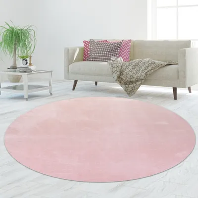 Produktbild von Teppich Shaggy  Flokati in rosa Größe - 200 cm Rund