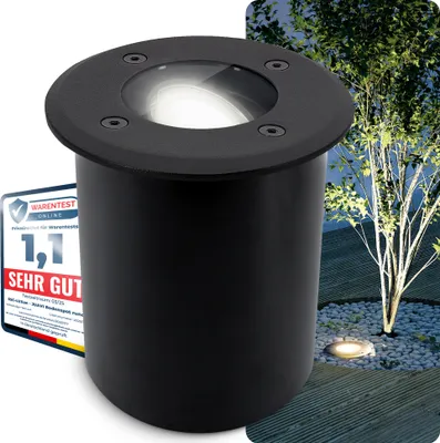 Produktbild von SSC-LUXon JUAVI Bodenleuchte Einbau aussen schwarz IP67 schwenkbar - Außenleuchte Garten Boden mit GU10 LED neutralweiß 3W befahrbar