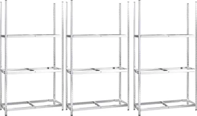 Obrázek produktu pro vidaXL Stojan na pneumatiky se 3 policemi 3 ks Stříbrný 110x40x200 cm Ocelový