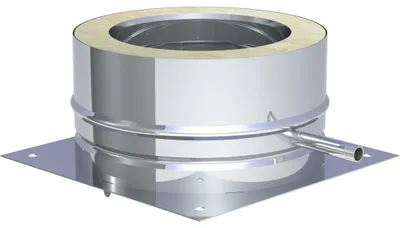 Produktbild von Jeremias DW-FU 400mm Grundplatte Sockelmontage mit seitlichem Kondensatablauf und 1/2 Zoll Nippel Edelstahl Abgassystem