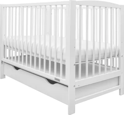 Obrázek produktu pro Dětská postýlka New Baby LILLY se stahovací bočnicí a šuplíkem bílá