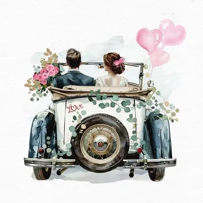 Obrázok produktu pre Servítky papierové 33x33cm 3-vrstvové Just Married motív auta 20 ks