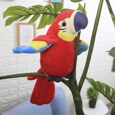 Immagine prodotto di Pappagallo parlante per imparare i pappagalli, peluche elettrico, ripete ciò che dici, pappagallo con ali, bambola interattiva per bambini (rosso)