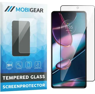 Produktbild von Mobigear Premium Displayschutzfolie für Motorola Edge 30 Pro, gehärtetes Glas, Displayschutz – kompatibel mit Hüllen, schwarz