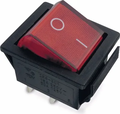 Produktbild von Wippenschalter 26x22mm , 2xEIN, rot beleuchtet, 15 A/ 250 V
